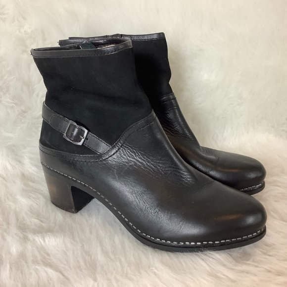 Dansko Black Leather & Suede Hayley Heeled Bootie EU 42 - Picture 1 of 8